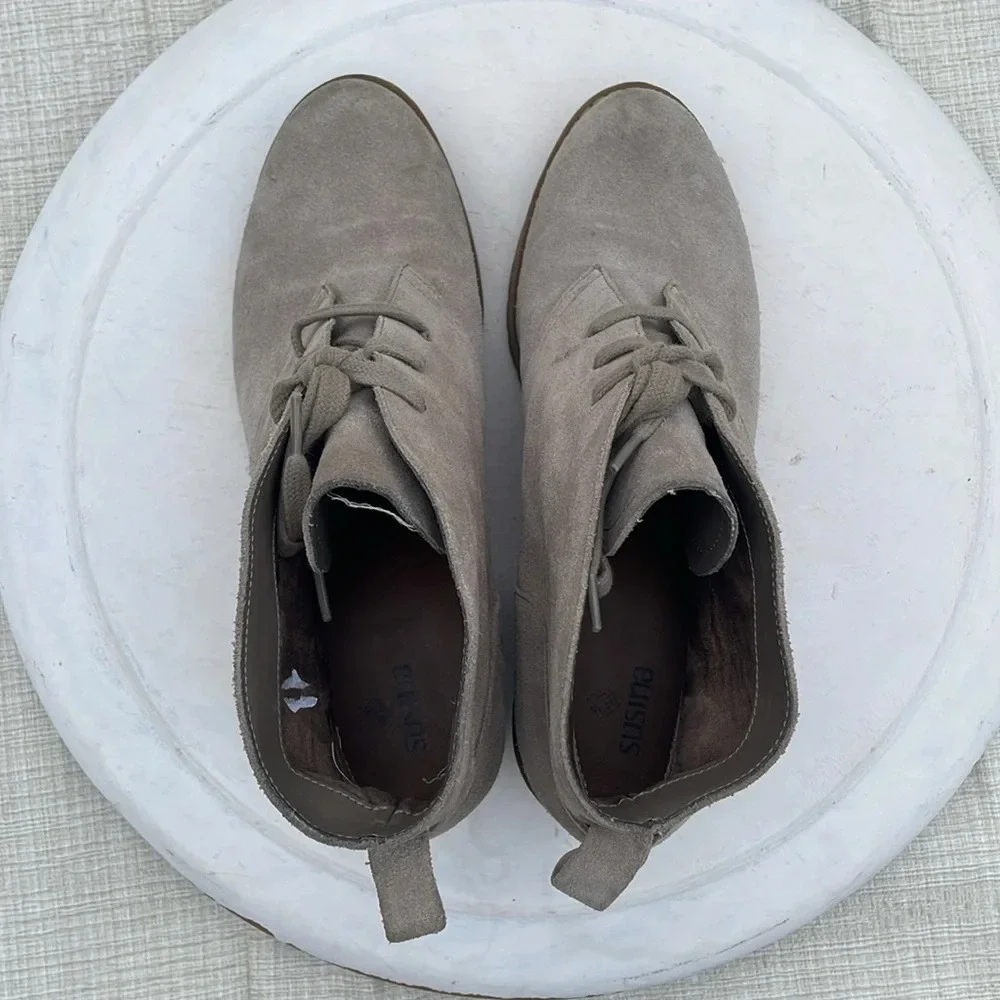Susina Taupe Suede Lace Up Ankle Boots